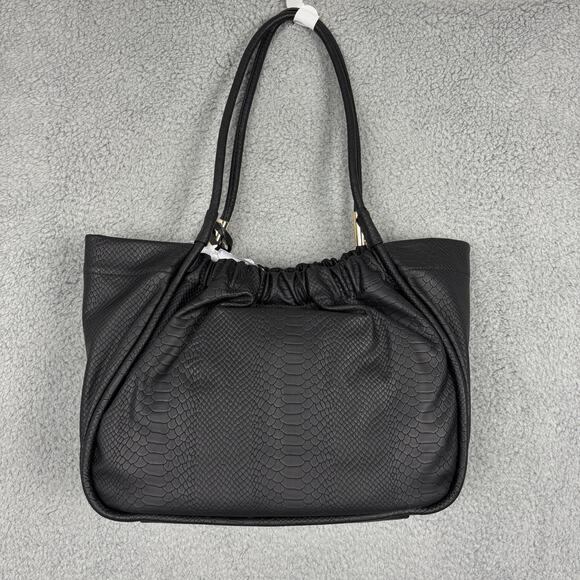 Jessica Simpson Rosanna Black Leather Tote Double Handles Shoulder Bag 14x11x5 - Picture 6 of 16